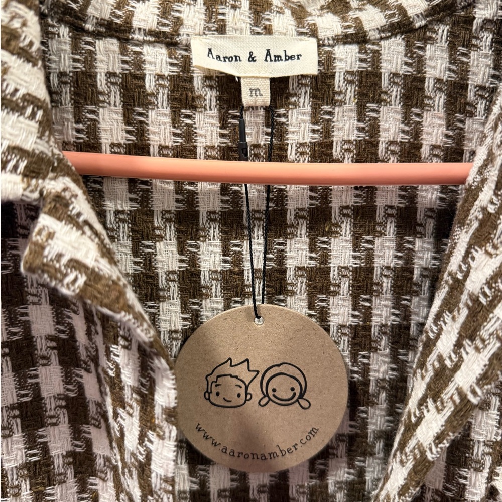 Boutique Checkered Shacket Jacket in Brown & White Women’s Shacket - Medium - Picture 2 of 5